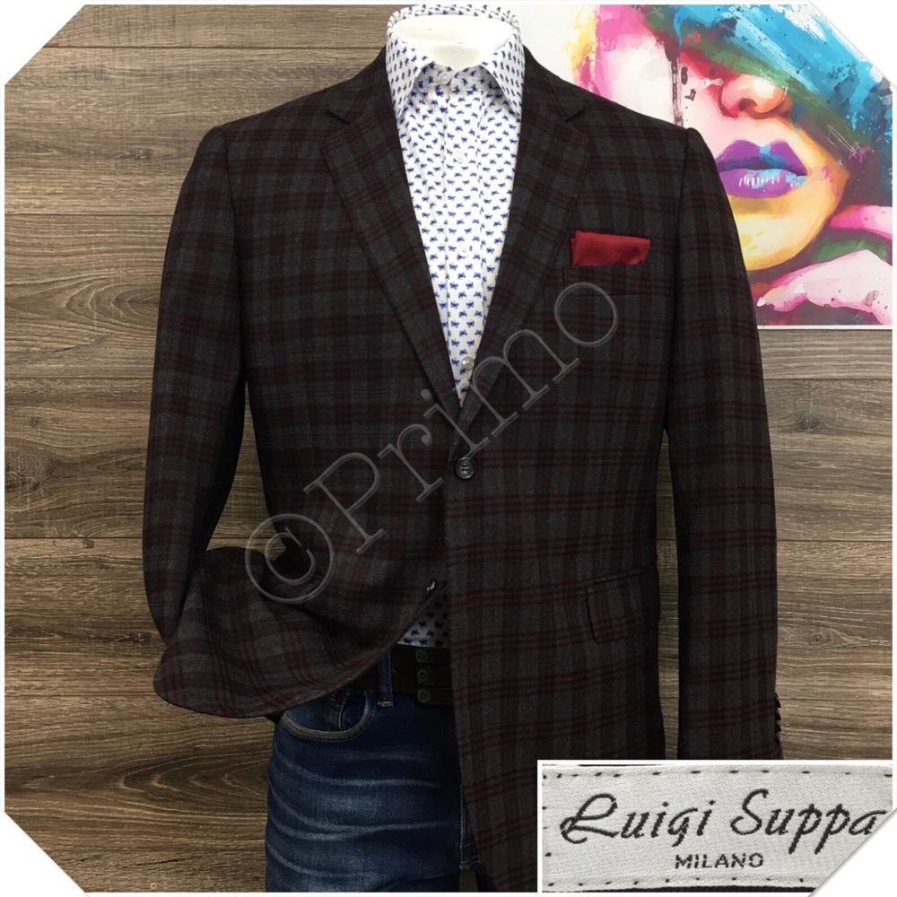 LUIGI SUPPA Mens Blazer Sport Coat Casual Jacket Size 46R Classic Flannel (FLAW)